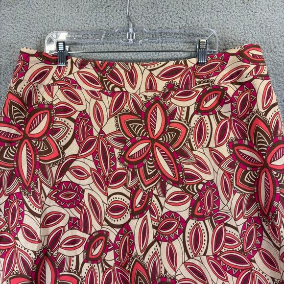 VTG Linen Skirt 18W Boho Lagenlook Tribal Floral Artsy Natural Pockets Lined - Picture 2 of 10
